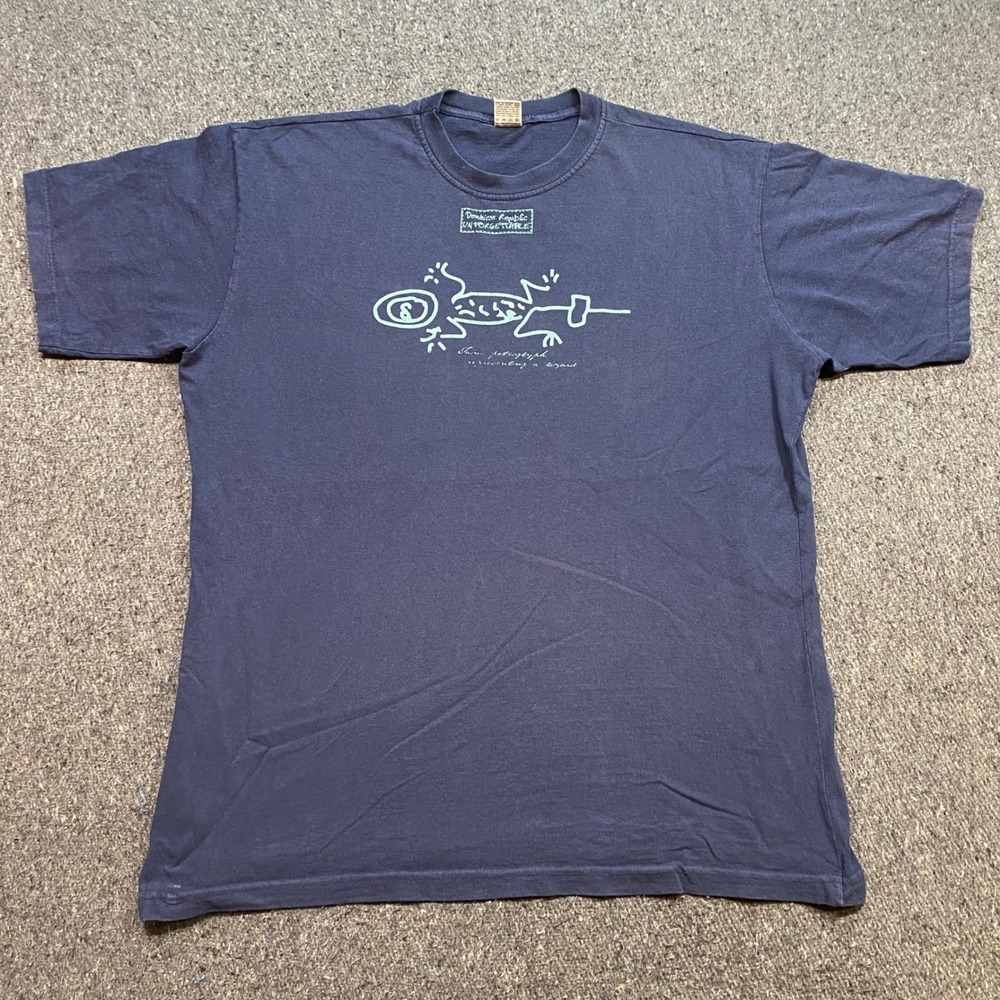 Cactus Taino Petroglyph Lizard TShirt Sz XL Mens Navy Blue Skater Souvenir Tee